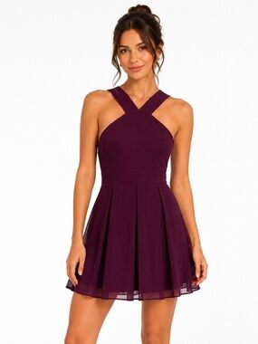 Lulus Burgundy Plum Criss Cross Maxi Dress Sleeveless NWT Size Small